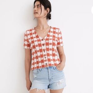 Madewell floral gingham sweater tee